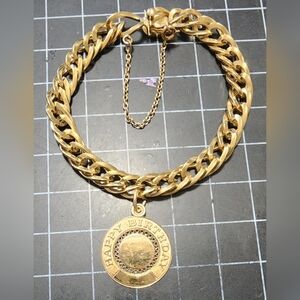 Vintage 12K Gold Filled Double Link Chain Bracelet w/Lamode Happy Birthday Charm